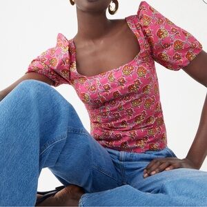 NWT J.crew puff sleeve square neck top